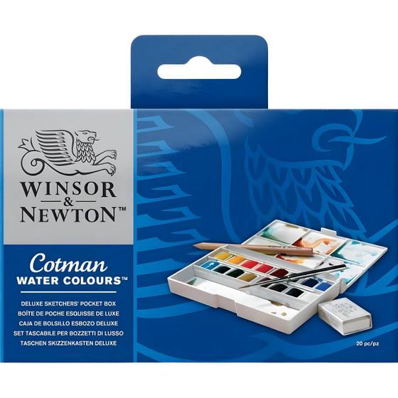 Imagem de Aquarela Cotman Winsor & Newton Deluxe Sketchers 20 Peças