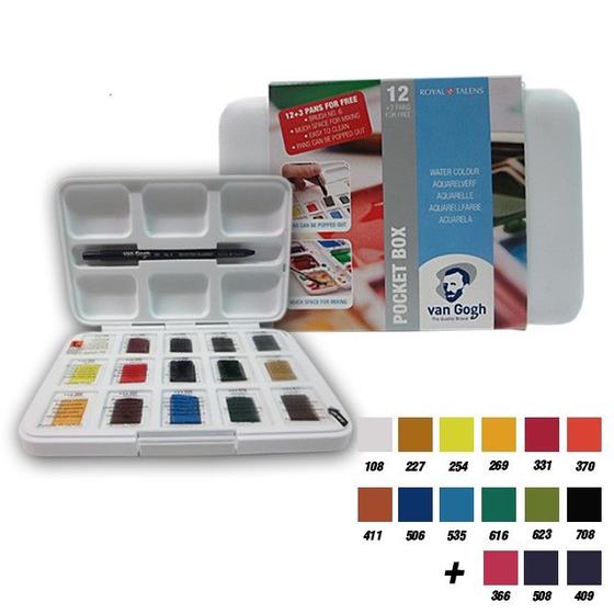 Imagem de Aquarela em Pastilha Talens Van Gogh Pocket Box Estojo com 12 Cores + 3  20808632