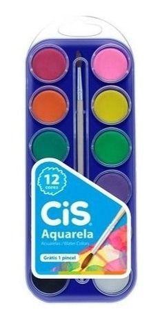 Imagem de Aquarela Em Pastilhas Cis 12 Cores Com Pincel