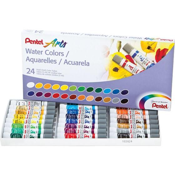 Imagem de Aquarela Pentel 24 Cores 5ml - Suave e Fácil de Mesclar