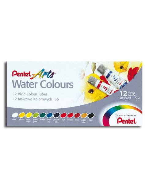 Imagem de Aquarela Water Colours Com 12 Tintas em Cores Variadas Tubo 5ml Pentel Arts