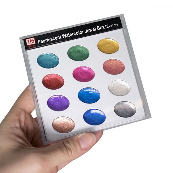 Imagem de Aquarela Zig Kuretake Pearlescent Jewel 12 Cores