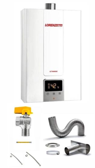 Imagem de Aquecedor 1600de Lorenzetti GN + Kit de instalação com chaminé de 60mm