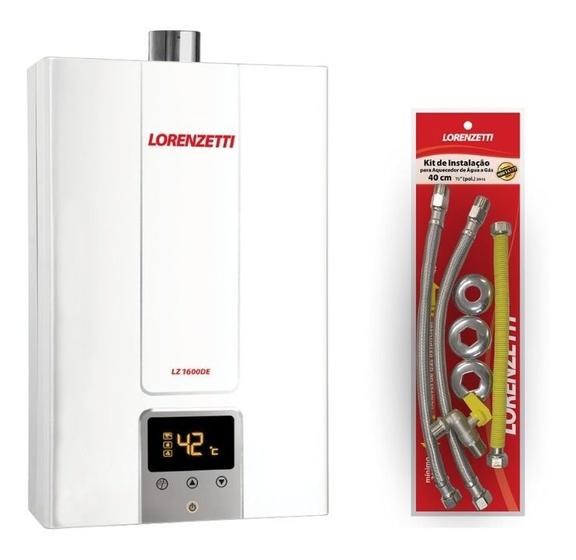 Imagem de Aquecedor Água A Gás Glp Lz1600de Kit Instalação Lorenzetti