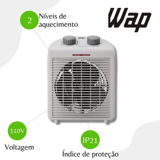 Imagem de Aquecedor Air Heat 3 em 1 Com 2 Níveis Wap FW009370 Cinza - 110V
