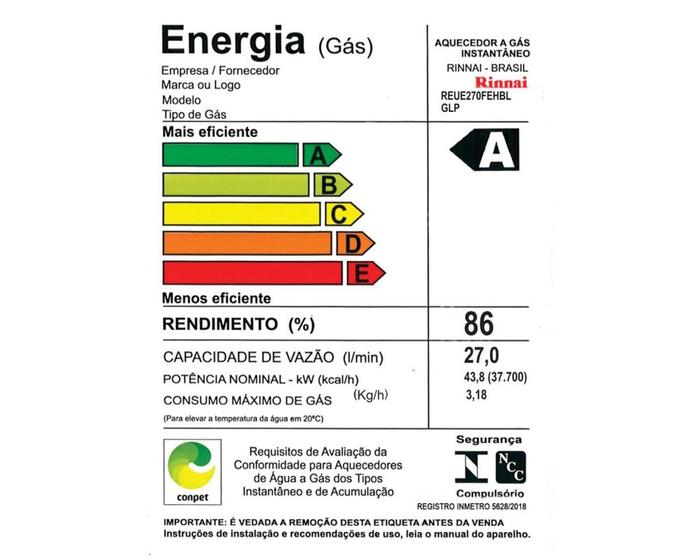 Aquecedor de Água a Gás Bi-Volt Eletrônico GN 27 LITROS RINNAI Menor preço em Aquecedor de Água a Gás Bi-Volt Eletrônico GN 27 LITROS RINNAI