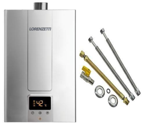 Imagem de Aquecedor De Água A Gás Lorenzetti Lz 2000 De Inox Glp Com Kit Instalação