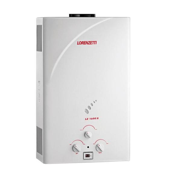 Imagem de Aquecedor de Água a Gás Lorenzetti Mecânico 15 Litros (Gás Natural) Branco LZ 1600N Bivolt