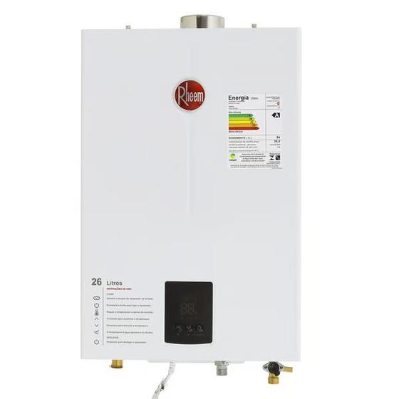 Imagem de Aquecedor de Água a Gás Rheem 26 L/min Bivolt Branco Digital