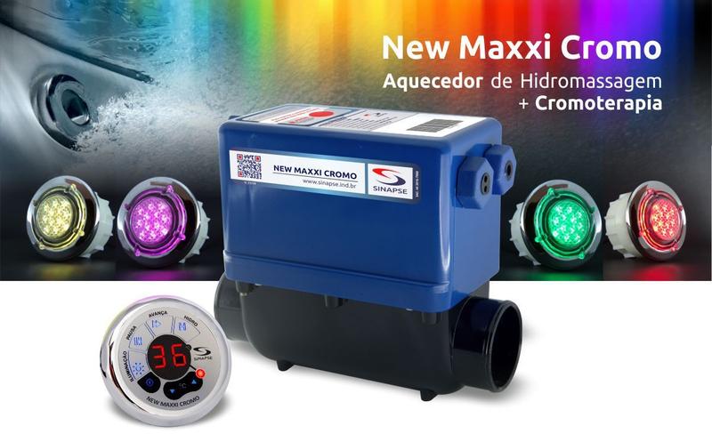 Imagem de Aquecedor e Iluminação p/ Banheira e Spa Sinapse Maxxi Cromo 5000W 2 Spots Cromados