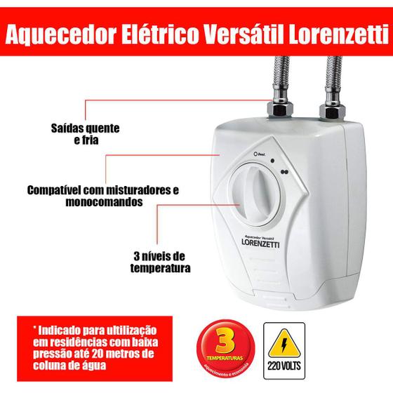 Aquecedor Elétrico Versátil Lorenzetti 3t Branco 220v 5500w Menor preço em Aquecedor Elétrico Versátil Lorenzetti 3t Branco 220v 5500w