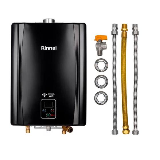 Imagem de Aquecedor Rinnai 21 litros Preto E21 FEH GN (Digital) + Kit Ligação De 40Cm