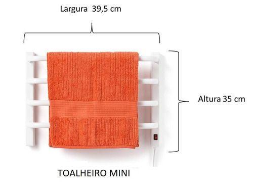 Imagem de Aquecedor Toalhas Térmico Branco Mini Pequeno 110v Esquerdo