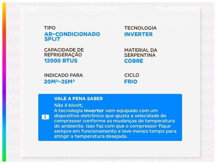 Ar-condicionado Split 12.000 BTUs Philco Inverter Frio Hi Wall PAC12FC INT