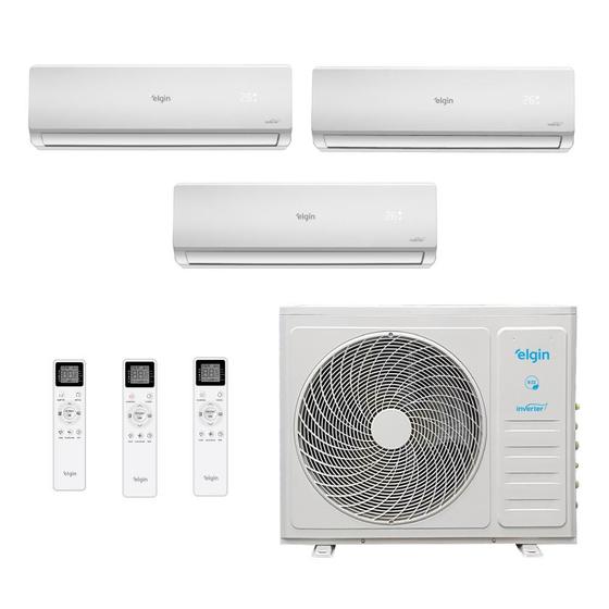 Ar Condicionado Tri Split Hi Wall Inverter Elgin Total Plus 27000 BTUs (12000+12000+12000) Quente/Frio MTQE27C2CB - 220V Menor preço em Ar Condicionado Tri Split Hi Wall Inverter Elgin Total Plus 27000 BTUs (12000+12000+12000) Quente/Frio MTQE27C2CB - 220V