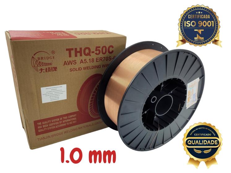 Imagem de Arame para solda MIG 1,0 mm rolo 15kg uso com gás Produto Certificado INMETRO