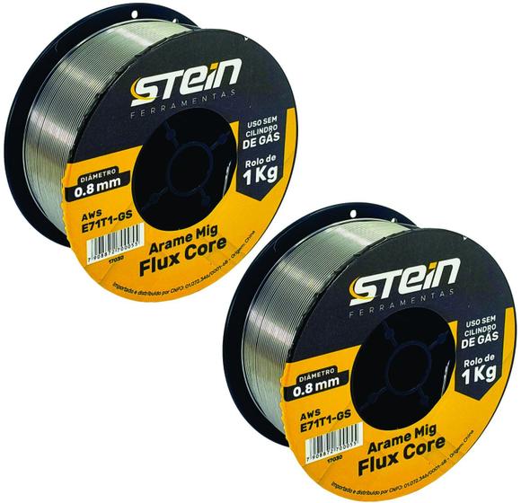 Imagem de Arame Solda Mig 0,8mm Com 1Kg Sem Gás E71T0-GS 02 Rolos Stein