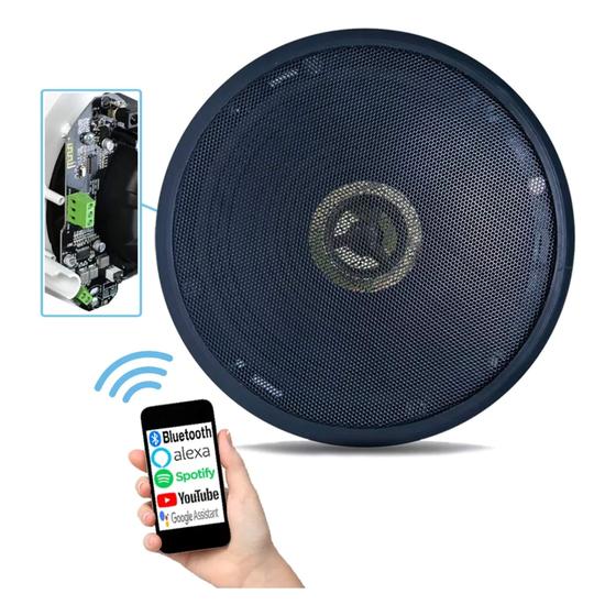 Imagem de Arandela Ativa Bluetooth Redonda Preta Acústica De Teto Som Ambiente com Tweeter 6'' E Com 70w - 2LS0AT78P