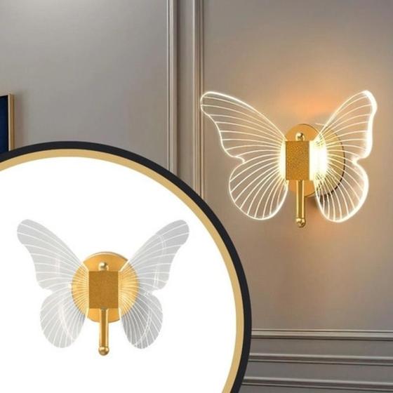Imagem de Arandela Borboleta Parede 3 Tons LED Moderno Cabeceira Quart