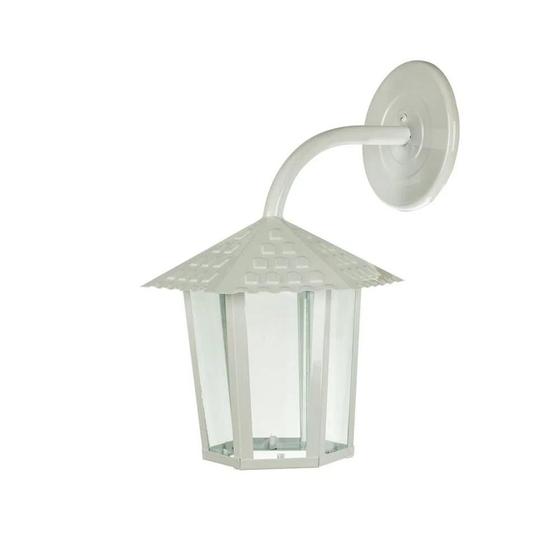 Arandela Colonial Blumenau Branca Sextavada com Vidro Liso Luminária