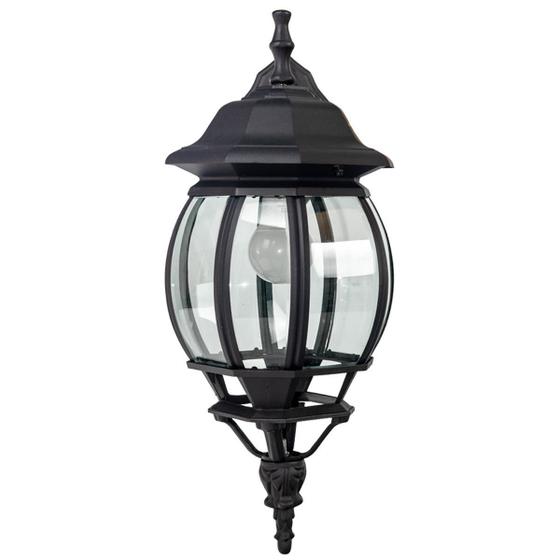 Imagem de Arandela Colonial Decorativa Parede Vidro Metal Preta 50X20
