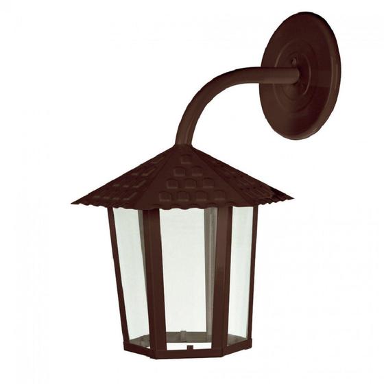 Arandela Colonial Sextavado 1x E27 Vidro Liso Blumenau Marrom Gold