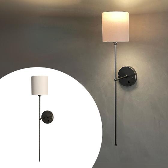 Imagem de Arandela de Parede Clássica Com Interruptor e Cúpula com Lâmpada branco quente Decorativa Sala e Quarto, Cabeceira cama, Corredor e banheiro