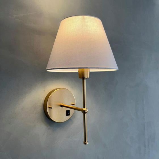 Imagem de Arandela de Parede Clássico com Interruptor E Cúpula Algodão com Lâmpada Branco Quente Para Sala, Quarto, Corredor, banheiro