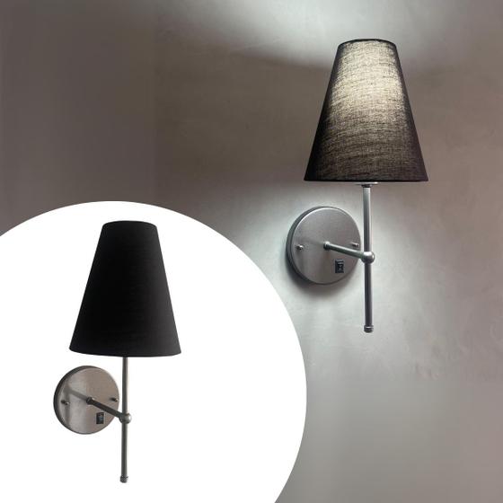 Imagem de Arandela De Parede Colonial Com Interruptor Cupula Bege, Branco e Preto Ref 05  Lampada Branco Frio Tensao Bivolt 110v/220v