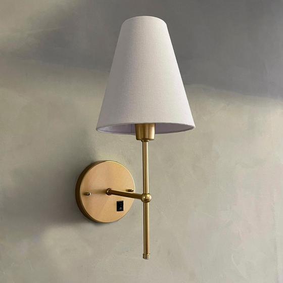 Imagem de Arandela De Parede Com Interruptor Com Cupula Bege, Branco e Preto Com Lampada Branco Quente 6000K Tensao Bivolt 110/220v