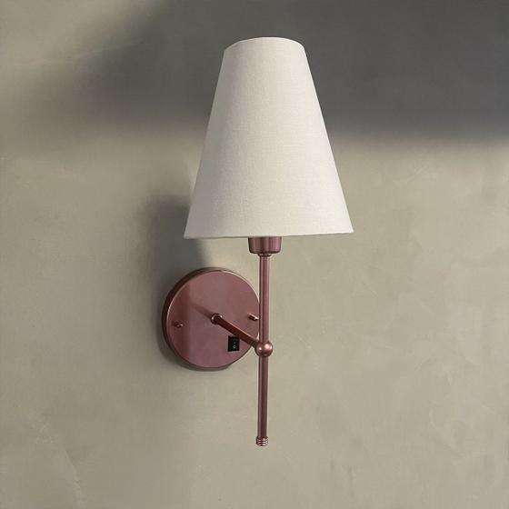 Imagem de Arandela De Parede Com Interruptor Com Cupula Bege, Branco e Preto Com Lampada Branco Quente 6000K Tensao Bivolt 110/220v