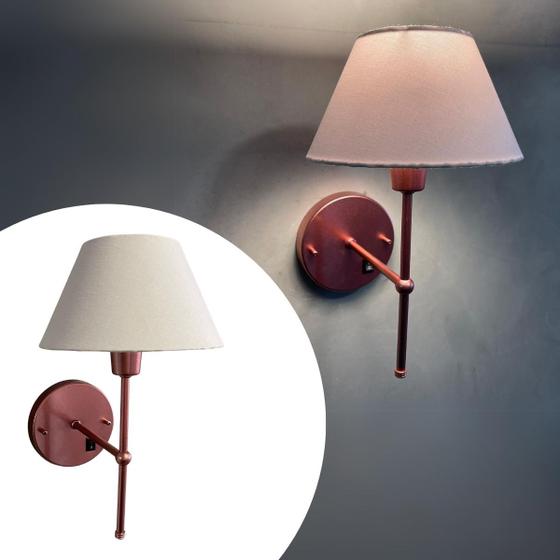 Imagem de Arandela De Parede Com Interruptor Com Cúpula Ref 16 - Rose Gold com Branco