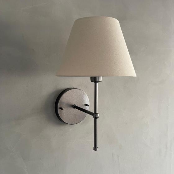 Imagem de Arandela De Parede Dormitorio Quarto Lateral Cama Sem Interruptor Cupula Tecido Algodao Com Lampada 3000K Branco Quente Bivolt