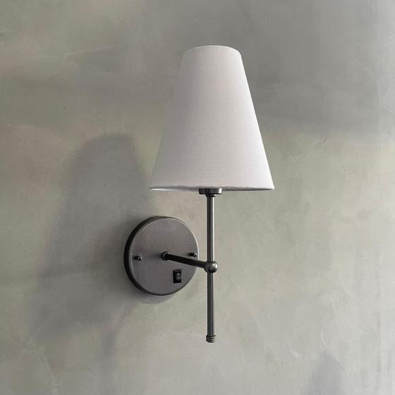 Imagem de Arandela De Parede Dormitorio Quarto Solteiro Cabeceira Lateral Cama Com Interruptor Cupula Tecido Algodao Bivolt