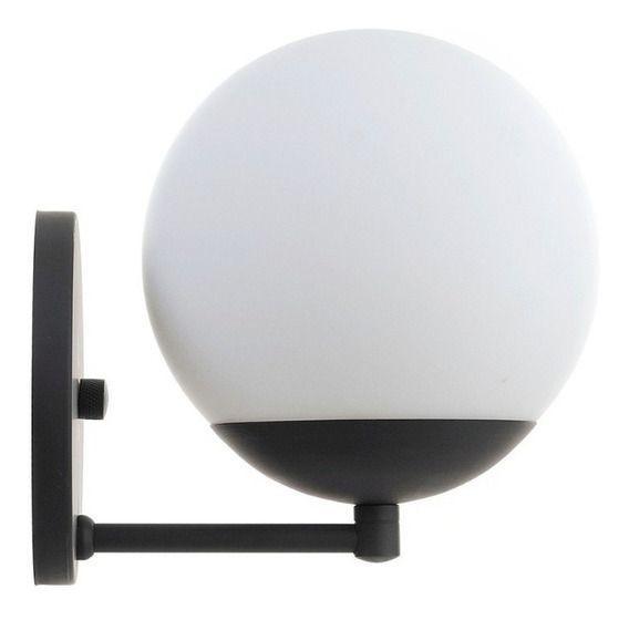 Arandela Globo Jabuticaba Vidro Parede Moon Alumínio G9 Preto Leitoso