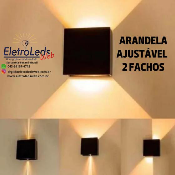 Imagem de Arandela LED 5w 2 fachos ajustável com lâmpada 3000k Eletroleds web