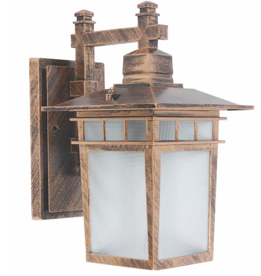 Arandela luminária area externa wells metal aluminio ouro velho 1 lâmpada tupiara Luminária de