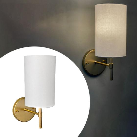 Imagem de Arandela Luminária Clássica Dourado Bivolt + Cúpula algodão Branco