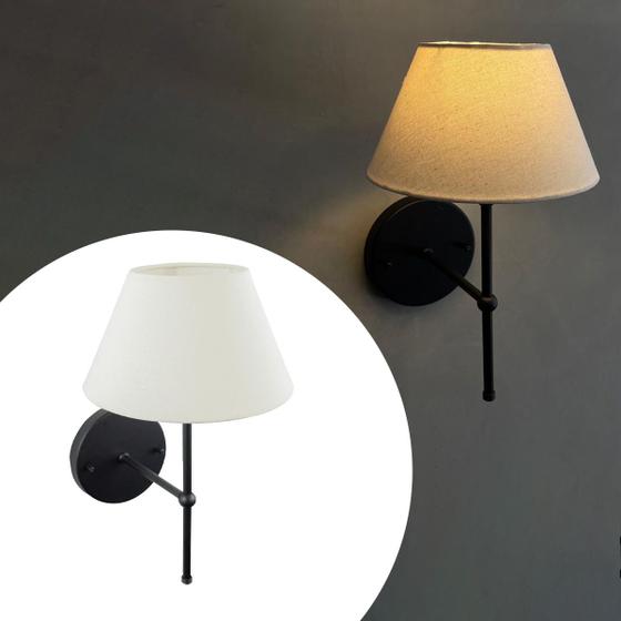 Imagem de Arandela Luminaria de Parede Classica de Sala ou Quarto Com Cupula Tecido Algodao Bivolt