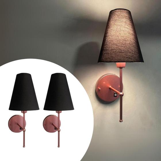 Imagem de Arandela Luminária De Parede Decorativa Quarto Com Interruptor Cupula Algodao Lâmpada Branco Quente