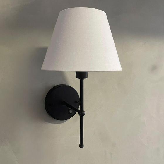 Imagem de Arandela Luminária De Parede Dormitorio Quarto Casal Com Interruptor Cupula Tecido Algodao Bivolt