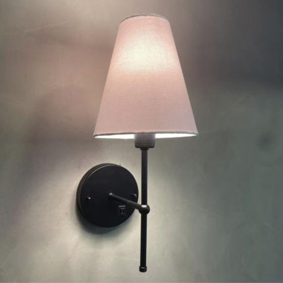 Imagem de Arandela Luminária De Parede Dormitorio Quarto Lateral De Cama Com Interruptor Cupula Tecido Algodão Bivolt