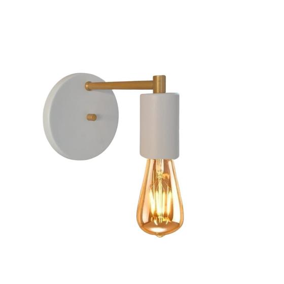 Imagem de Arandela Luminária Parede Quarto Branca c/ Dourado + Lâmpada