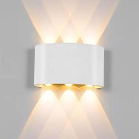 Imagem de Arandela Meia Lua Frisada Parede Externa Interna Led 6w Facho Triplo Branco