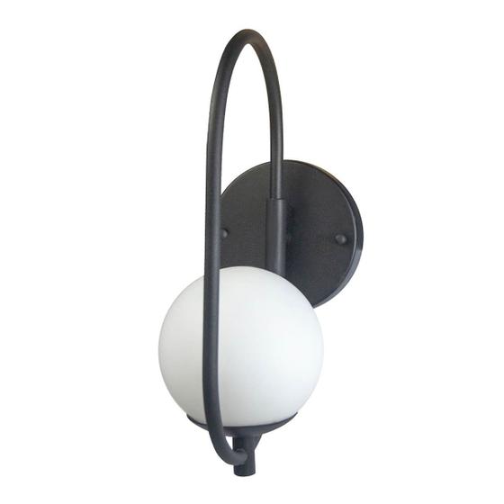 Imagem de Arandela ONLINE  PRETA Globo de Vidro BRANCO + LED 5W 