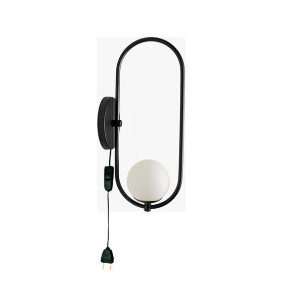 Imagem de Arandela Oval Globo Jabuticaba Preto Fosco com Interruptor