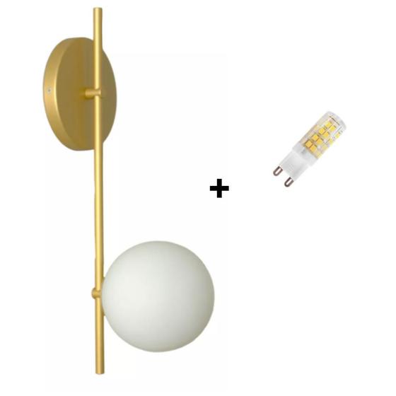 Imagem de Arandela Parede Globo12 Quarto Sala Dourado Fosco + Lâmpada