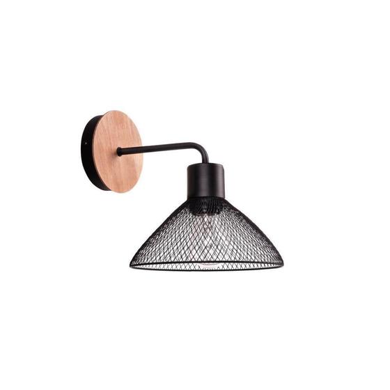 Imagem de Arandela Parede Metal Preto Madeira 1xE27 Lamp Comum QAR1364 - CasualLight