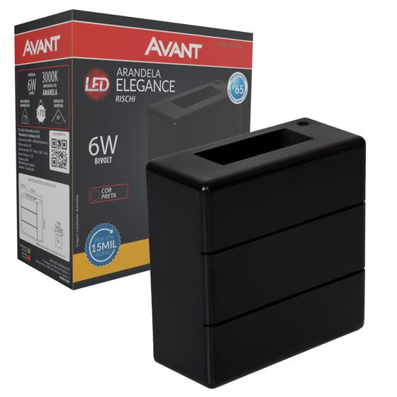 Imagem de Arandela Preta Elegance Rischi 2 Fachos 3000k Ip65 6w Avant