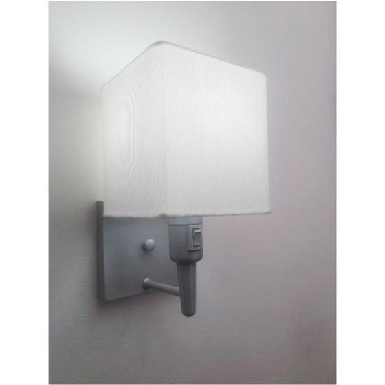 Imagem de Arandela Quadrada Vivare Md-2019 Base Cinza Com Interruptor e Cúpula em Tecido - Bivolt